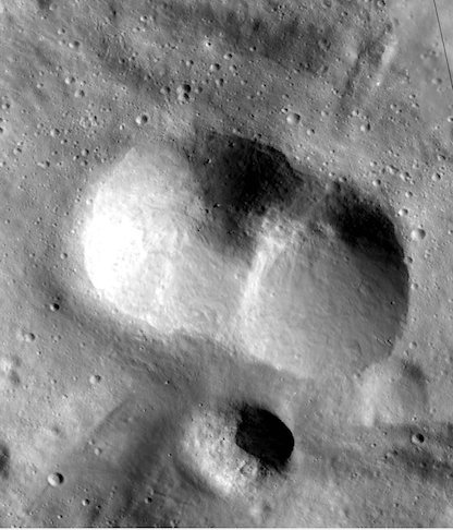 Doublet crater on 4 Vesta. Credit: NASA/JPL